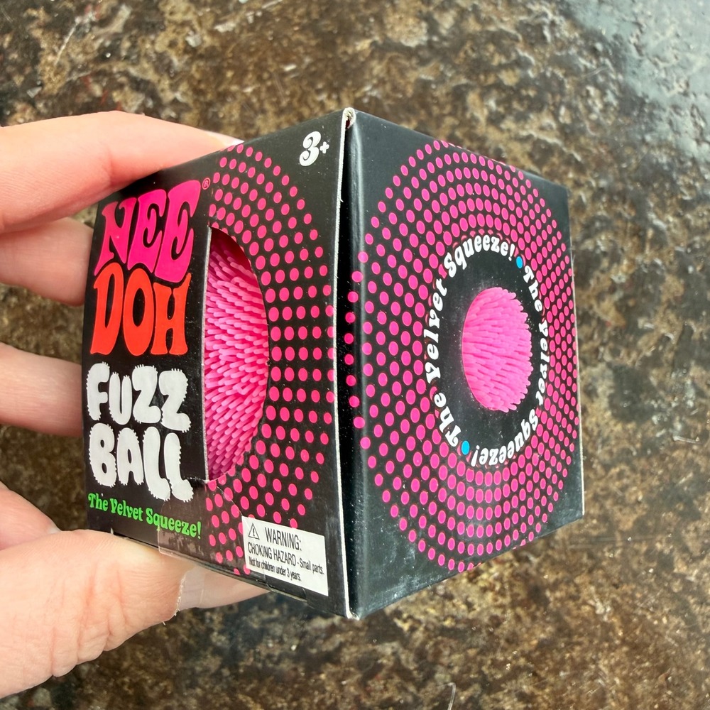 NeeDoh Fuzz Ball Squishy Nee Doh Stress Toy Velvet Squeeze Fidget Pink NEW - Picture 2 of 4